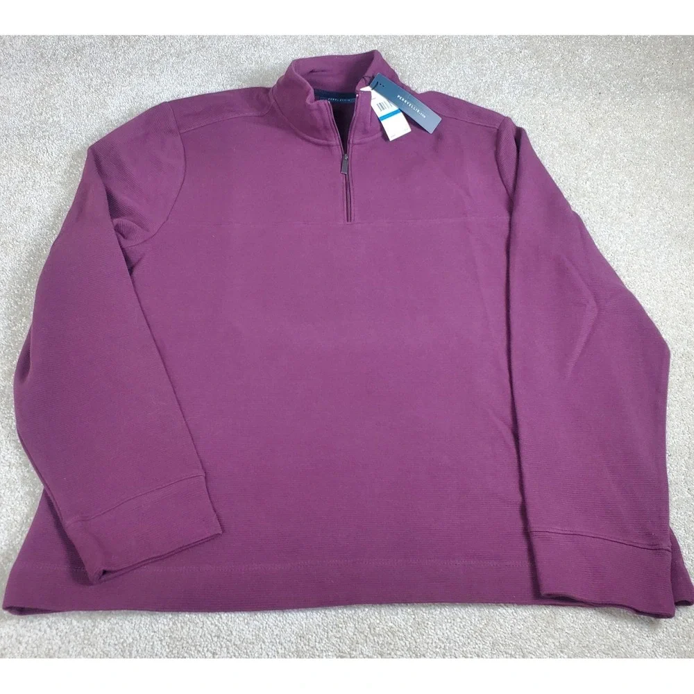 Perry‎ Ellis Men's  1/4 Zip Pullover Size XL  Burgundy Long Sleeve NWTGS